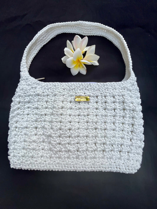 🤍 Coconut Cloud Crochet Shoulder Bag